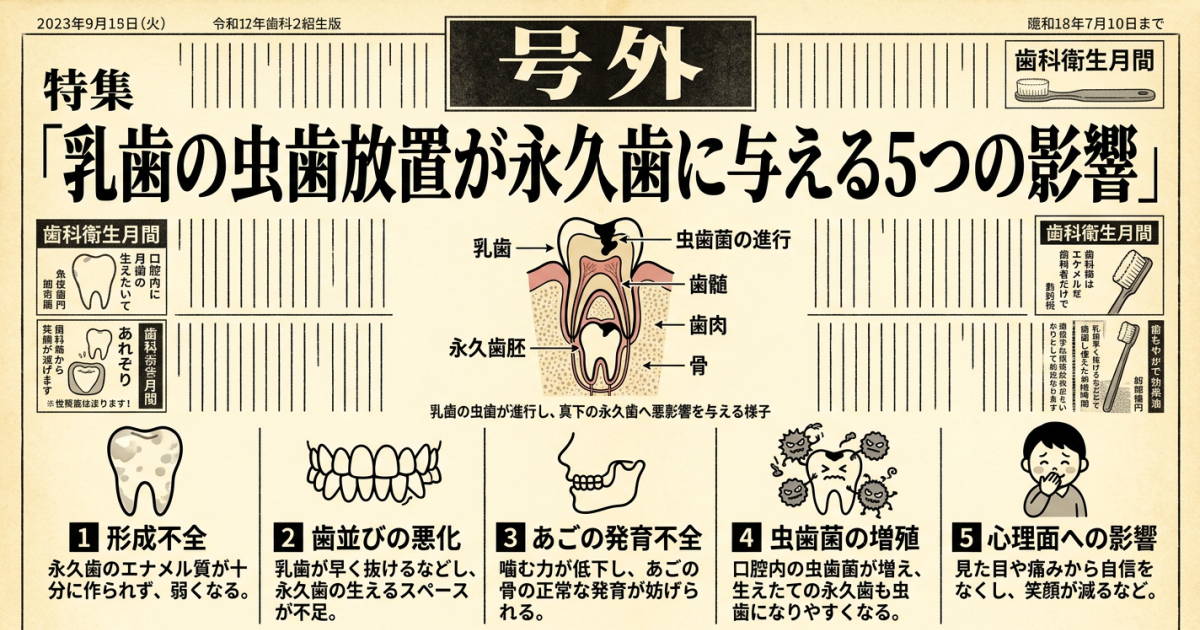 乳歯の虫歯「どうせ抜ける」は危険?放置が永久歯に与える5つの影響